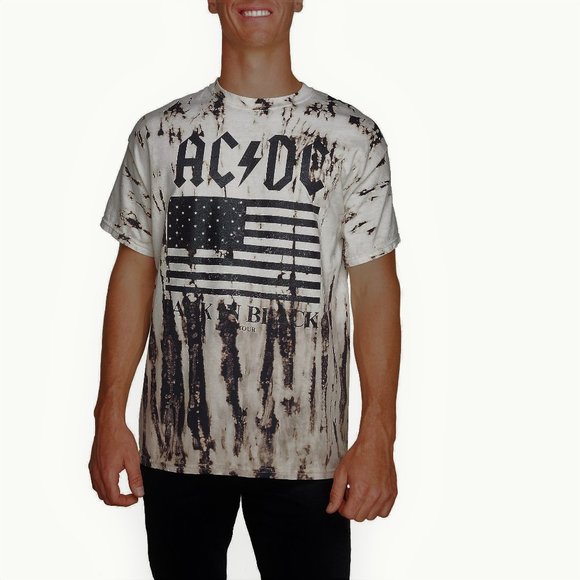 AC/DC Man In Black Tour Tie Dye metal rock Official T-Shirt XL NWT - Picture 1 of 3